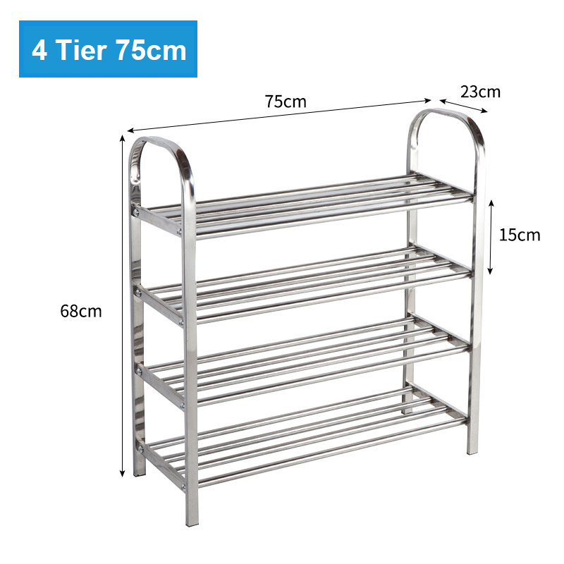 Stainless Steel Shoe Rack Storage Shelf for Bedroom, Closet, Entryway, Dorm Room Multi-layer for Optional