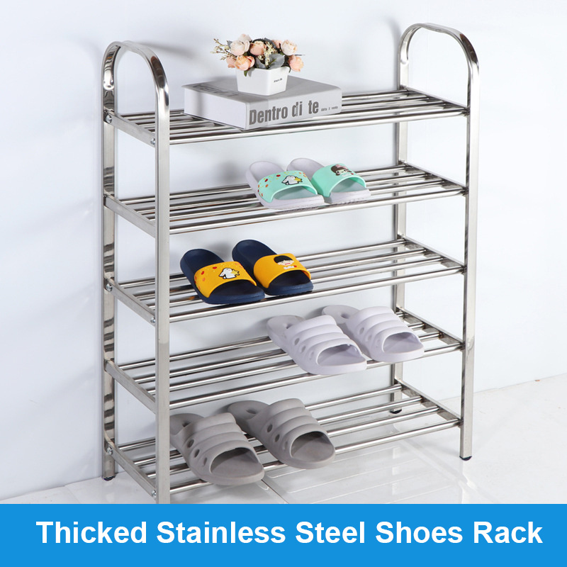 Stainless Steel Shoe Rack Storage Shelf for Bedroom, Closet, Entryway, Dorm Room Multi-layer for Optional