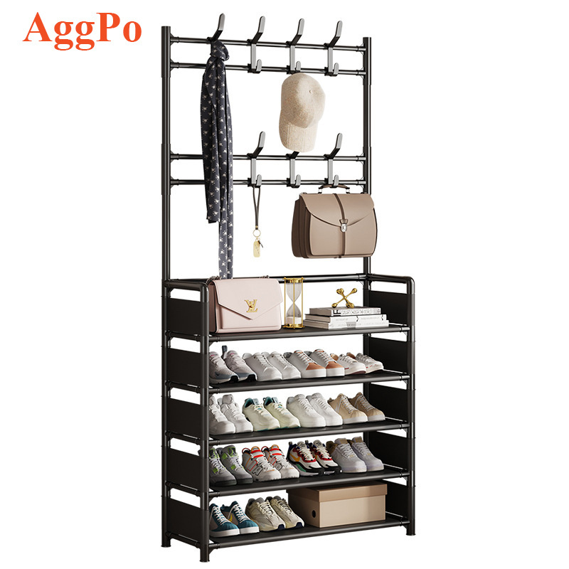 Shoe Organizer Rack, Entryway Coat Rack with 5-Tier Shoe Organizer, Shoe Storage Cabinet for Closet Hallway Bedroom