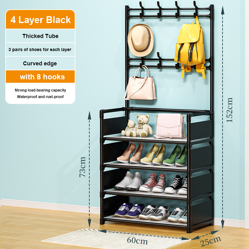 Shoe Organizer Rack, Entryway Coat Rack with 5-Tier Shoe Organizer, Shoe Storage Cabinet for Closet Hallway Bedroom