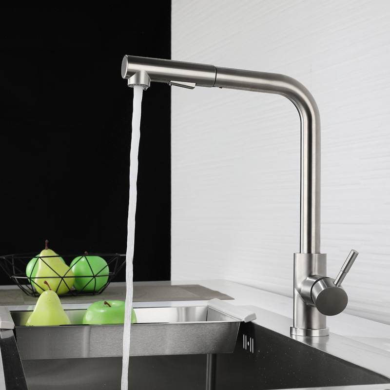 L Shape Kitchen Faucets with Pull Down Sprayer, Bar Sink Faucet Stainless Steel Modern Sink Faucet for Laundry and Kitchen