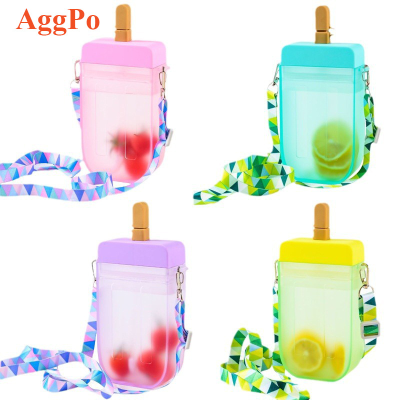 Creative Ice Cream Popsicle Drinking Cup Internet Celebrity Student Diagonal Water Cup Factory Wholesale Summer Straw Cup