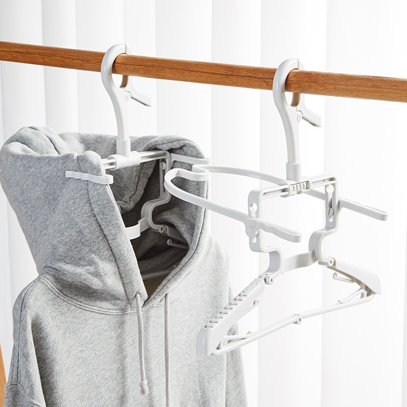 Foldable hanger with rotatable windproof drying rack, high collar sweater clip wide shoulder telescopic drying rack