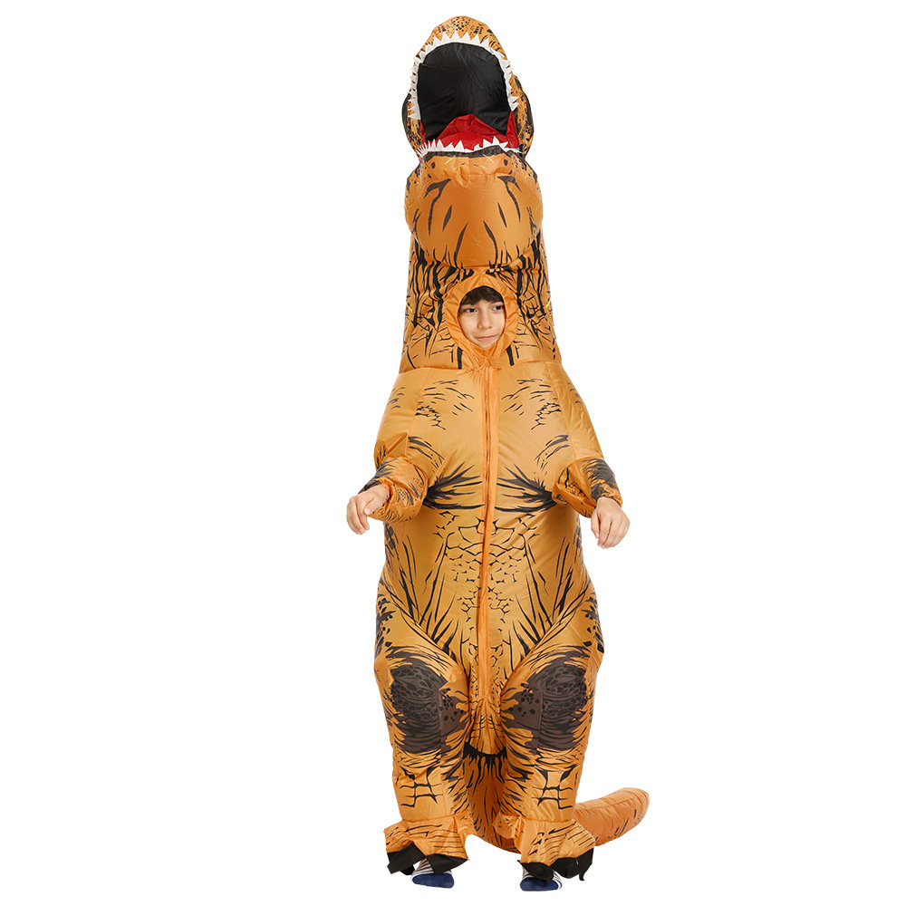 Dinosaur Inflatable Costume Halloween Cosplay Blow up Outfit Fancy Dress Adult Toys Brown