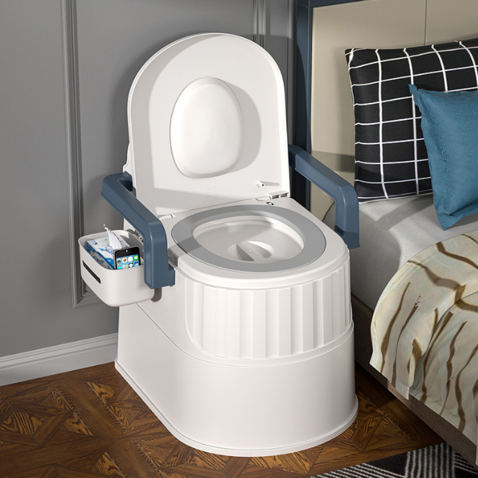 Portable household toilet for the elderly disabled pregnant foldable collapsible plastic potty with handles