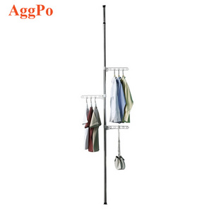 Telescopic rod clothes drying rack adjustable laundry hanging shelf towel clothes airer  tree shape multi-functional organizer