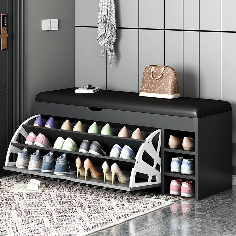 Shoe Bench Rack with Storage, Entryway Storage Bench with Padded Seat, Shoe Oiganizer Shelf for Entryway Mudroom Bathroom