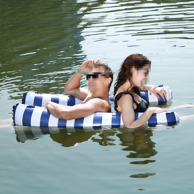 Inflatable 2 people pool floating sleeping bed with pump portable travel water lounge sofa air pad PVC super-light hammock