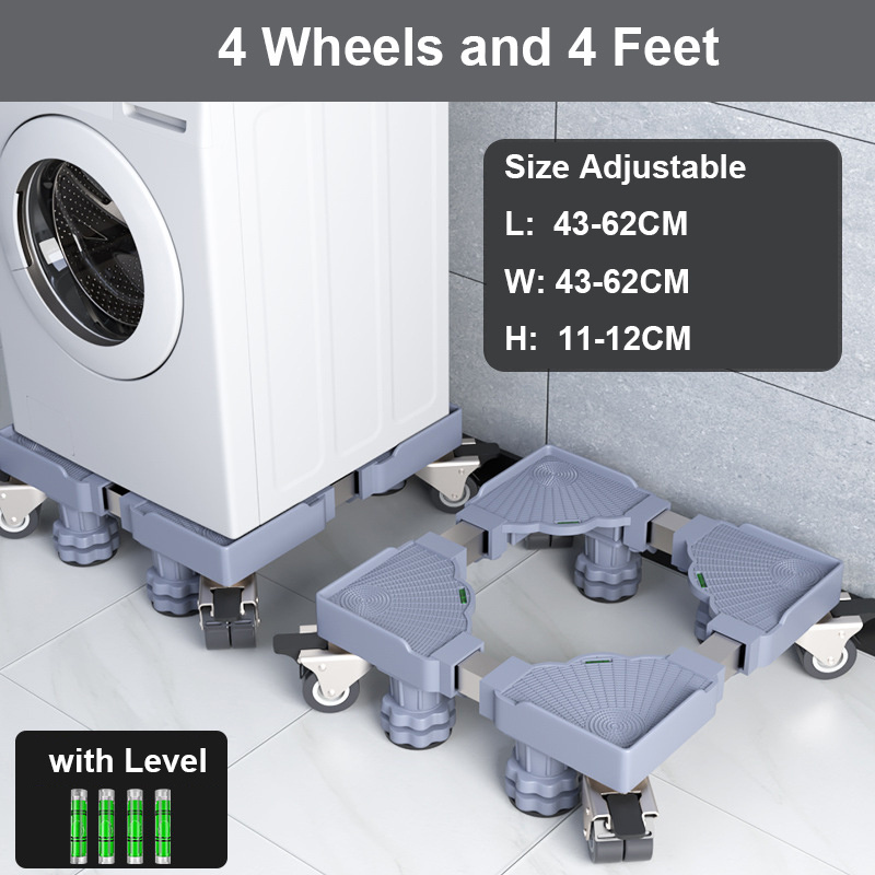 Washing Machine Stand Base, Fridge Stand with 8 Strong Feet and 4 Wheels, Adjustable Refrigerator Stand