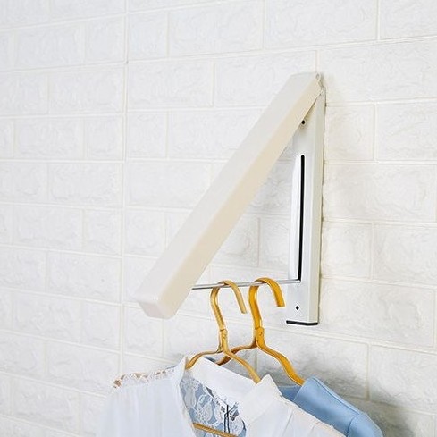 Wall mounted folding clothes hanging rack mini laundry drying shelf towel clothes airer multi-functional organizer