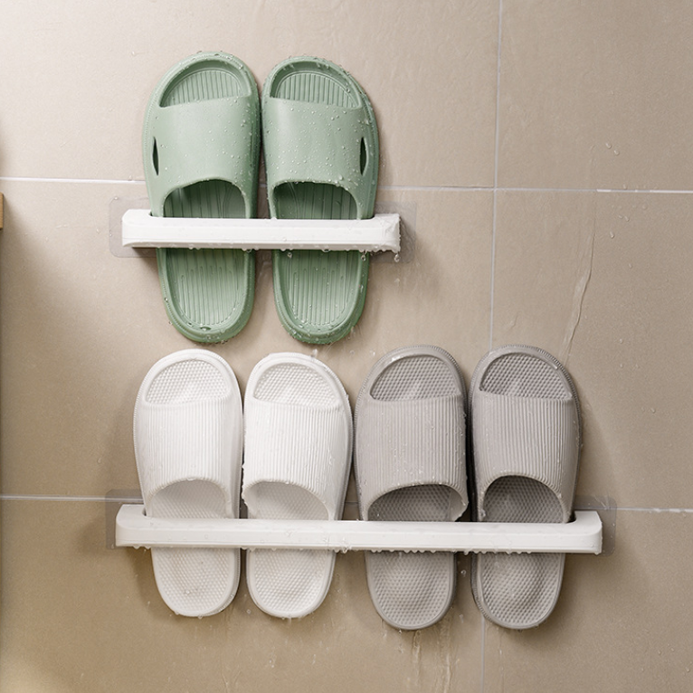 Bathroom Slipper Rack, Wall Mounted Toilet Shoe Storage Device, Wall Perforated Bathroom Towel Storage Rack