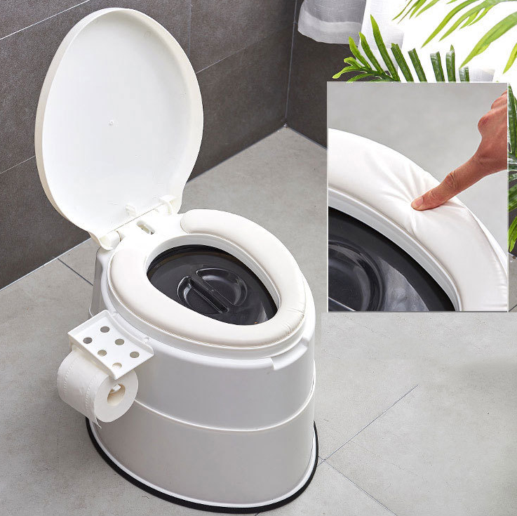 Portable household toilet for the elderly disabled pregnant foldable collapsible plastic potty with bucket