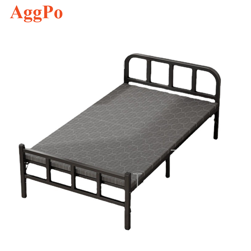 Foldable single person iron frame bed 1.2-meter hard board bed office lunch portable bed