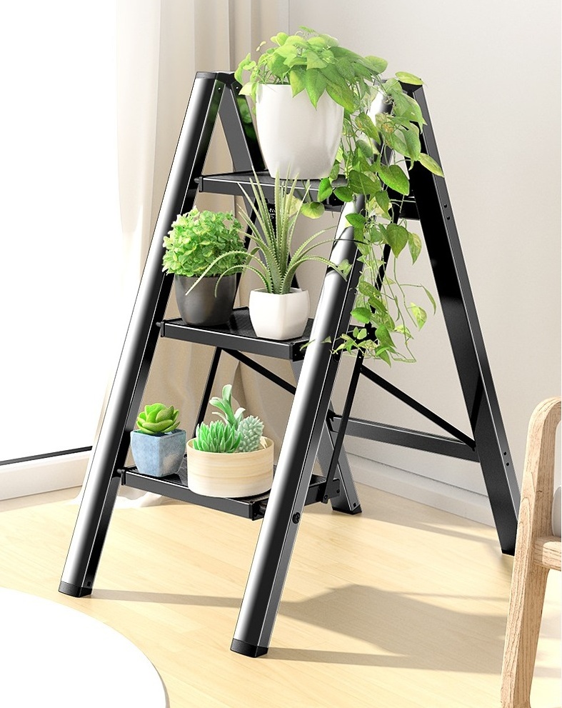 Household Thickened Folding Ladder Aluminum Alloy 2 3 4 Steps Indoor Flower Stand Stool Shelf Ladder Anti-slip Pedal Stepladder