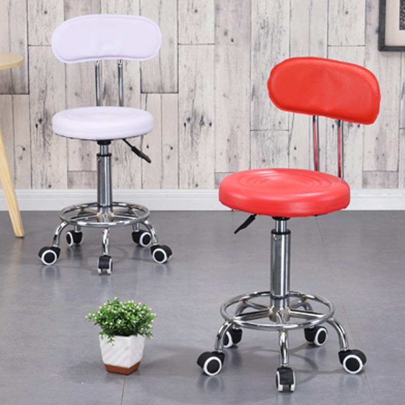 Rolling Stool Adjustable Drafting Chair Heavy Duty Metal Base with Back Support Foot Rest, for Office Home Shop