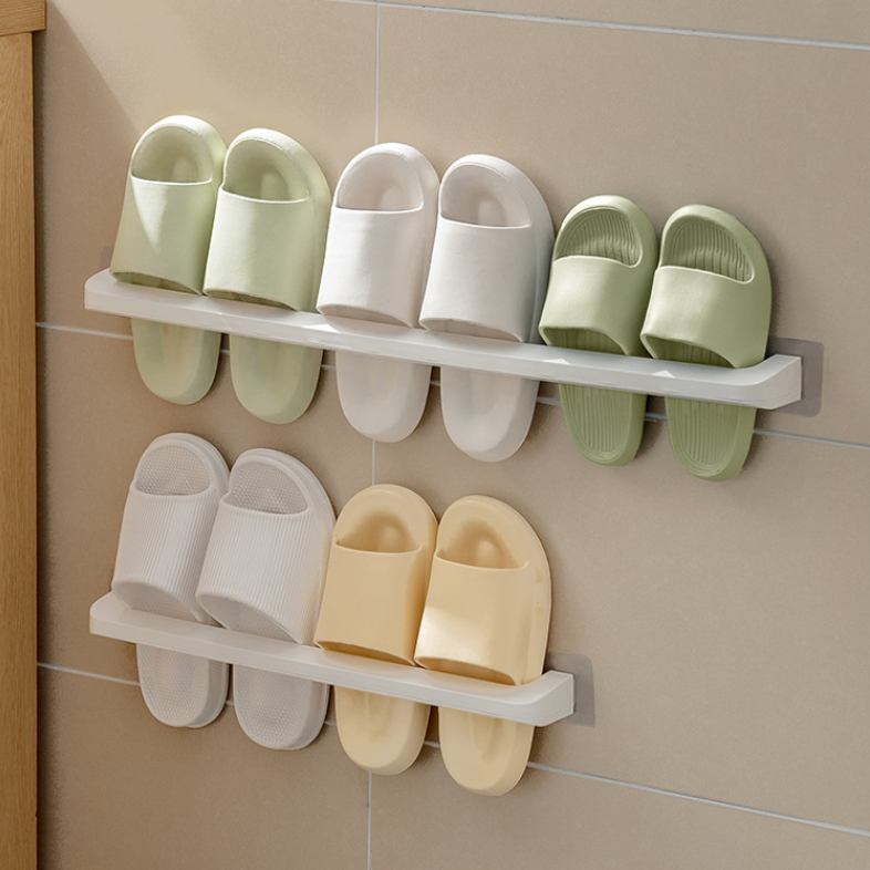 Bathroom Slipper Rack, Wall Mounted Toilet Shoe Storage Device, Wall Perforated Bathroom Towel Storage Rack