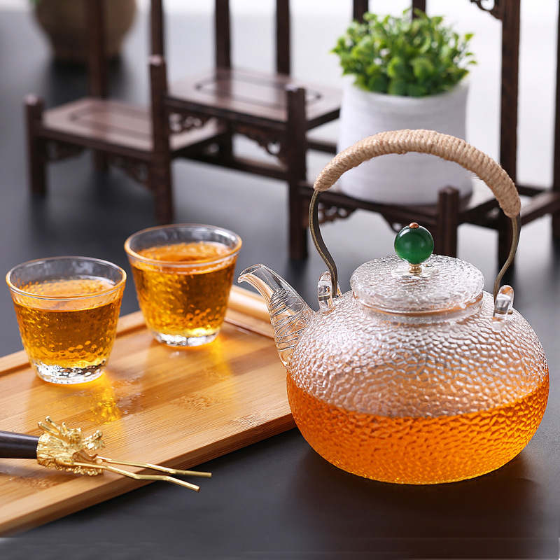 Glass Teapot Stovetop, Borosilicate Clear Tea Kettle, Teapot Blooming and Loose Leaf Tea Brewer for Camping, Travel