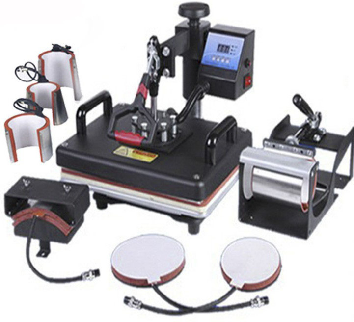 Heat Press 8in1 Heat Transfer Machine 1250W Digital LED Timer 360 T shirt Press Machine Combo wing Away Shirt Printing Machine