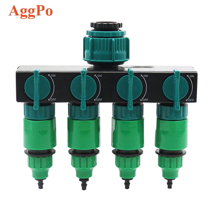 Water splitter valve irrigation faucet pipe hose connector 4 way adjustable valve for tap garden outdoor dispenser