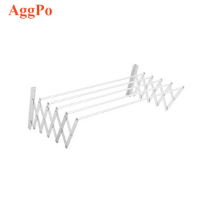 Metal Hanger Folding Clothes Drying Rack Aluminium Retractable Drying Clothes Rack Wall-mounted Cloth Garment Hanger 5 Poles