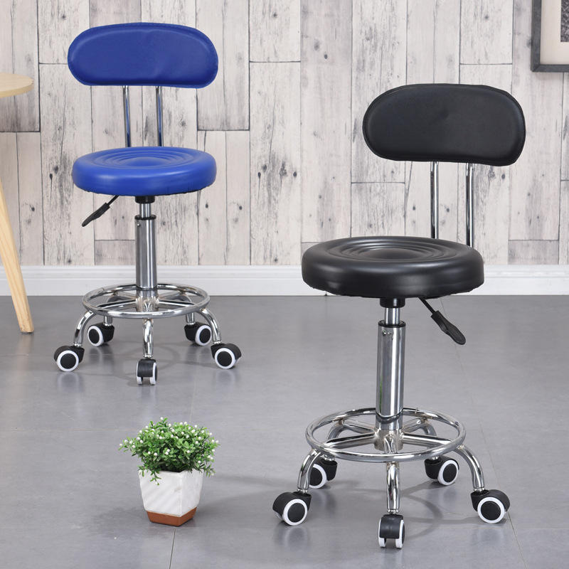 Rolling Stool Adjustable Drafting Chair Heavy Duty Metal Base with Back Support Foot Rest, for Office Home Shop