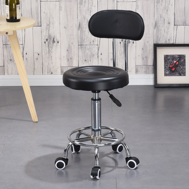 Rolling Stool Adjustable Drafting Chair Heavy Duty Metal Base with Back Support Foot Rest, for Office Home Shop