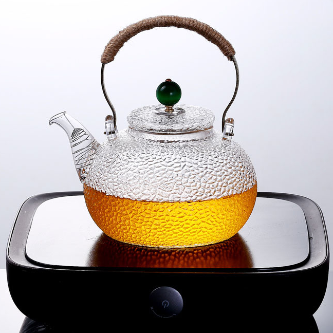 Glass Teapot Stovetop, Borosilicate Clear Tea Kettle, Teapot Blooming and Loose Leaf Tea Brewer for Camping, Travel