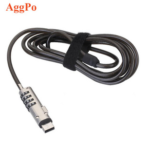 Laptop Cable Locks Combination Cable Lock 4 Digital Password Security Anti-Theft Lock for USB Device Equipment Notebook Computer