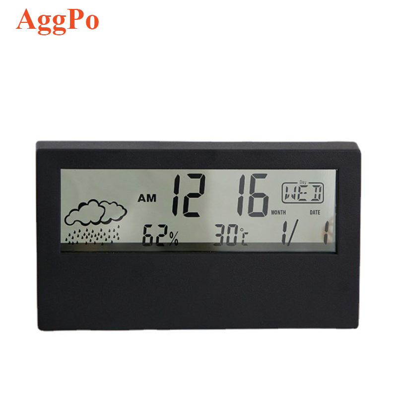 LCD electronic table clock hygrometer transparent alarm clock creative electronic digital display muti-funcition alarm clock