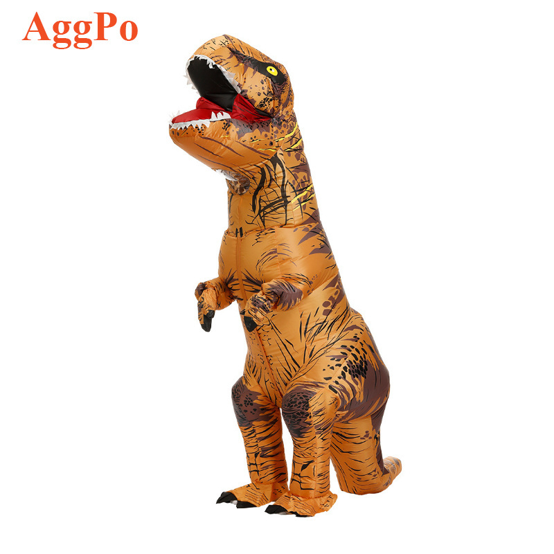 Dinosaur Inflatable Costume Halloween Cosplay Blow up Outfit Fancy Dress Adult Toys Brown