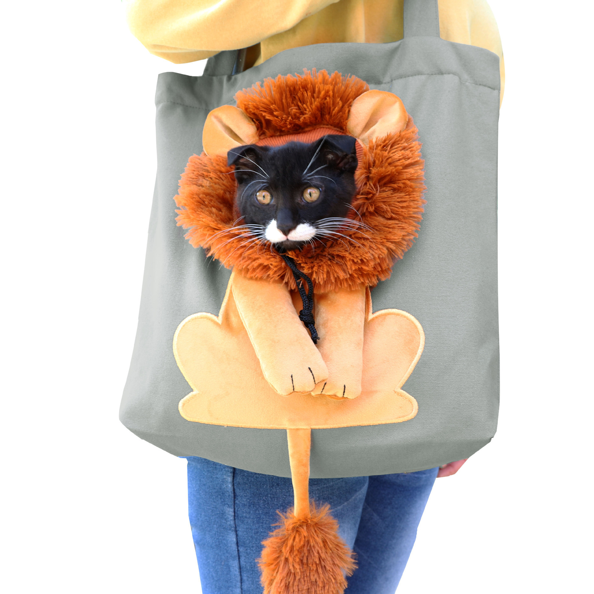 Cute Lion Shape Shoulder Pet Canvas Bag -Portable Small Dog cat Out Shoulder Bag