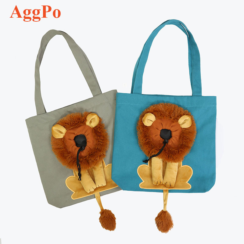 Cute Lion Shape Shoulder Pet Canvas Bag -Portable Small Dog cat Out Shoulder Bag