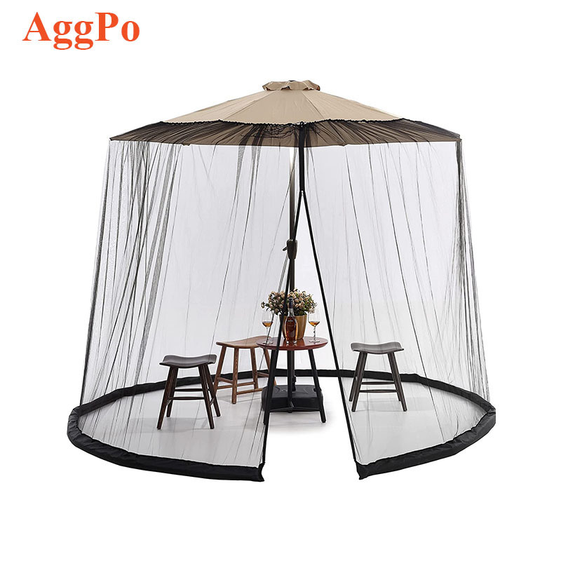 Patio Umbrella Mosquito Netting,Polyester Mesh Net Screen,Universal Canopy Umbrella Net with Zipper Door for Outdoor Canopy, Gar