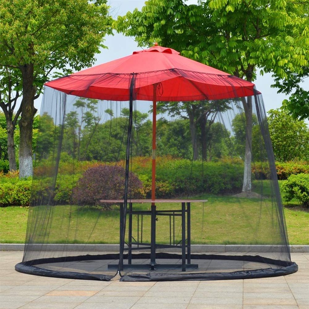 Patio Umbrella Mosquito Netting,Polyester Mesh Net Screen,Universal Canopy Umbrella Net with Zipper Door for Outdoor Canopy, Gar