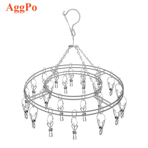 Stainless steel sock rack round square plum blossom-shaped thick wire clip double-layer drying socks clothespin