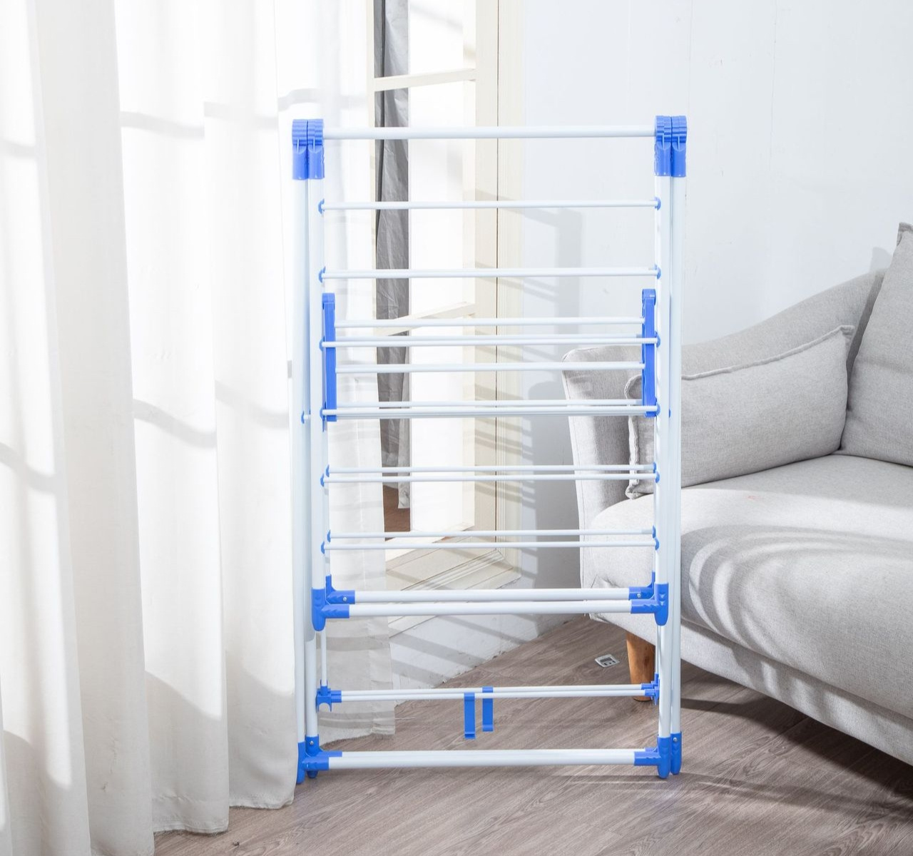 Multifunctional 2 Tier Collapsible Clothes Drying Rack - Indoor/Outdoor Folding Hanging Garment Stand - Easy Storage