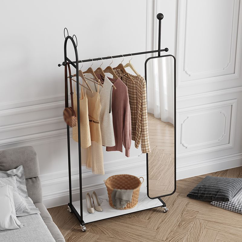 Light luxury all-in-one dressing mirror coat rack home hotel living room rotating full-length mirror floor-standing clothes rack