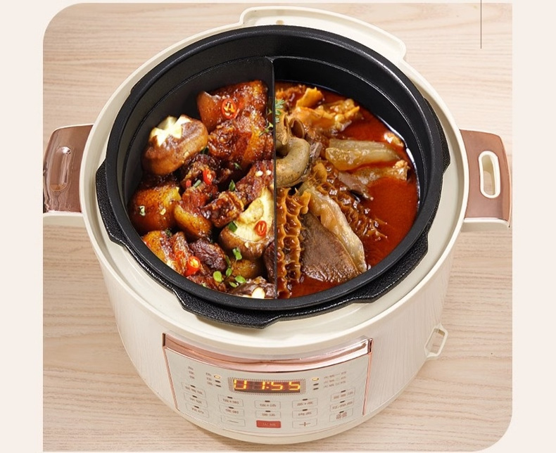 Smart Rice Cooker with Divider - Stainless Steel Rice Multi-Cooker - Hot Pot with Family and Friends