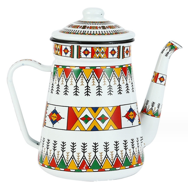 Enamel Coffee Pot Thickened Enamel Coffee Pot Thin Mouth Pot Hand Brewing Kettle Cold Kettle