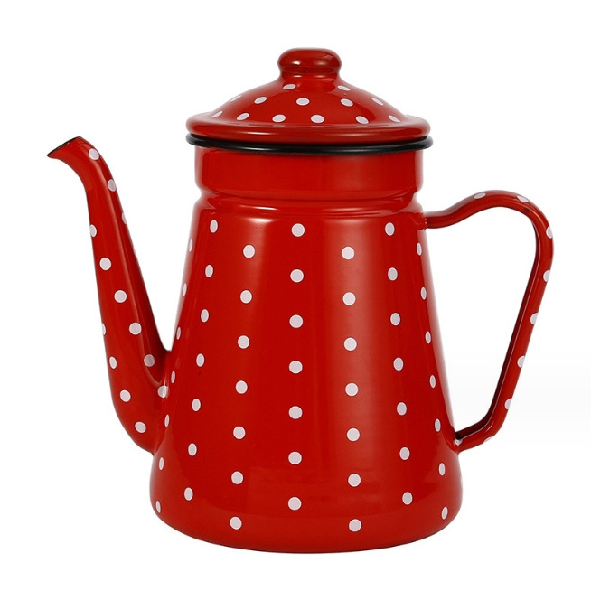 Enamel Coffee Pot Thickened Enamel Coffee Pot Thin Mouth Pot Hand Brewing Kettle Cold Kettle