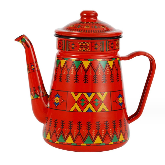 Enamel Coffee Pot Thickened Enamel Coffee Pot Thin Mouth Pot Hand Brewing Kettle Cold Kettle