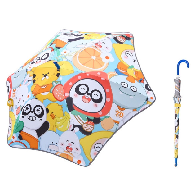 Children's Umbrella Cute Boys and Girls Primary School Students Kindergarten Lightweight Long Handle Safety Rounded Corners