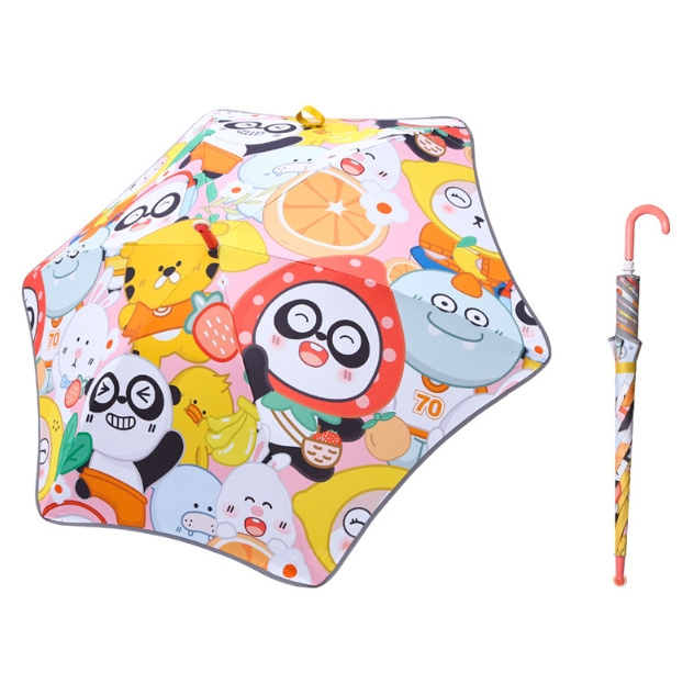 Children's Umbrella Cute Boys and Girls Primary School Students Kindergarten Lightweight Long Handle Safety Rounded Corners