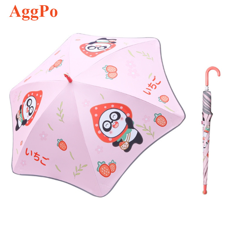 Children's Umbrella Cute Boys and Girls Primary School Students Kindergarten Lightweight Long Handle Safety Rounded Corners