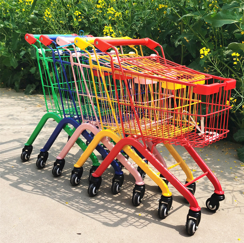 Mini Supermarket Handcart - Kids Metal Supermarket Happy Shopping Cart - Mini Metal Shopping Cart for Kids