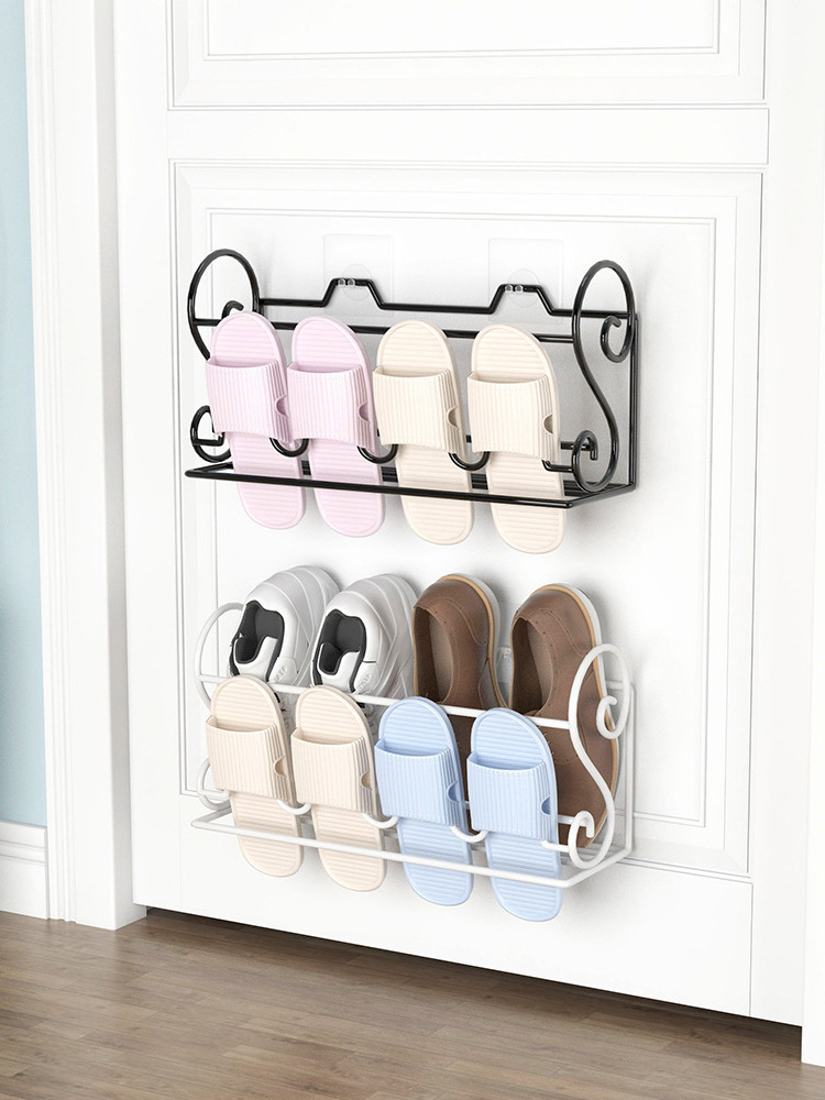 Wall Mounted Shoes Rack with Sticky Hanging Strips, Plastic Shoes Holder Storage Organizer,Door Shoe Hangers