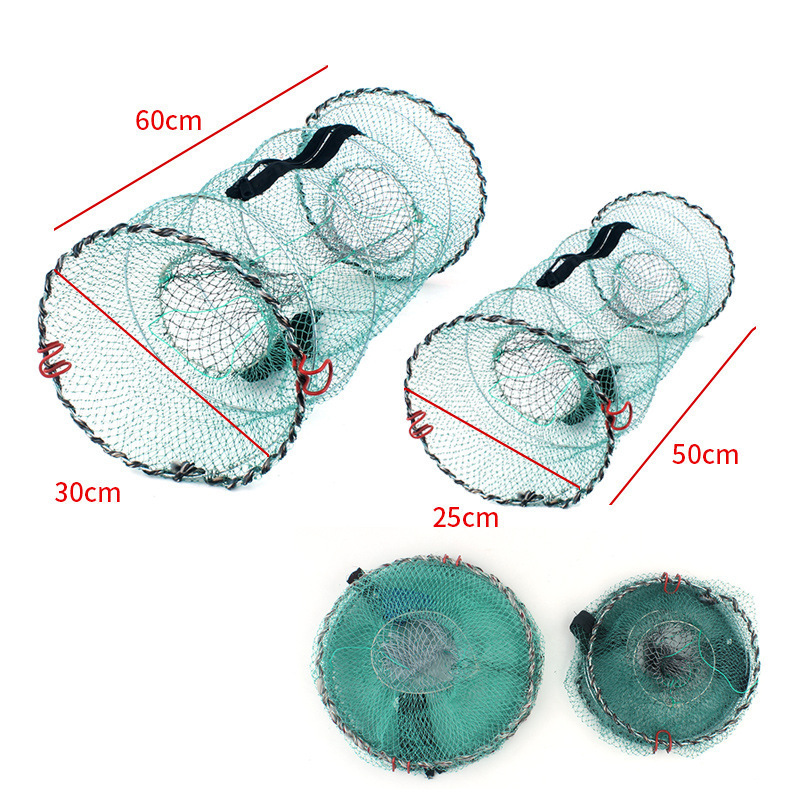 Round Spring Fishing Net Automatic Folding Spring Cage Lobster Crab Fish Cage Fishing Tool