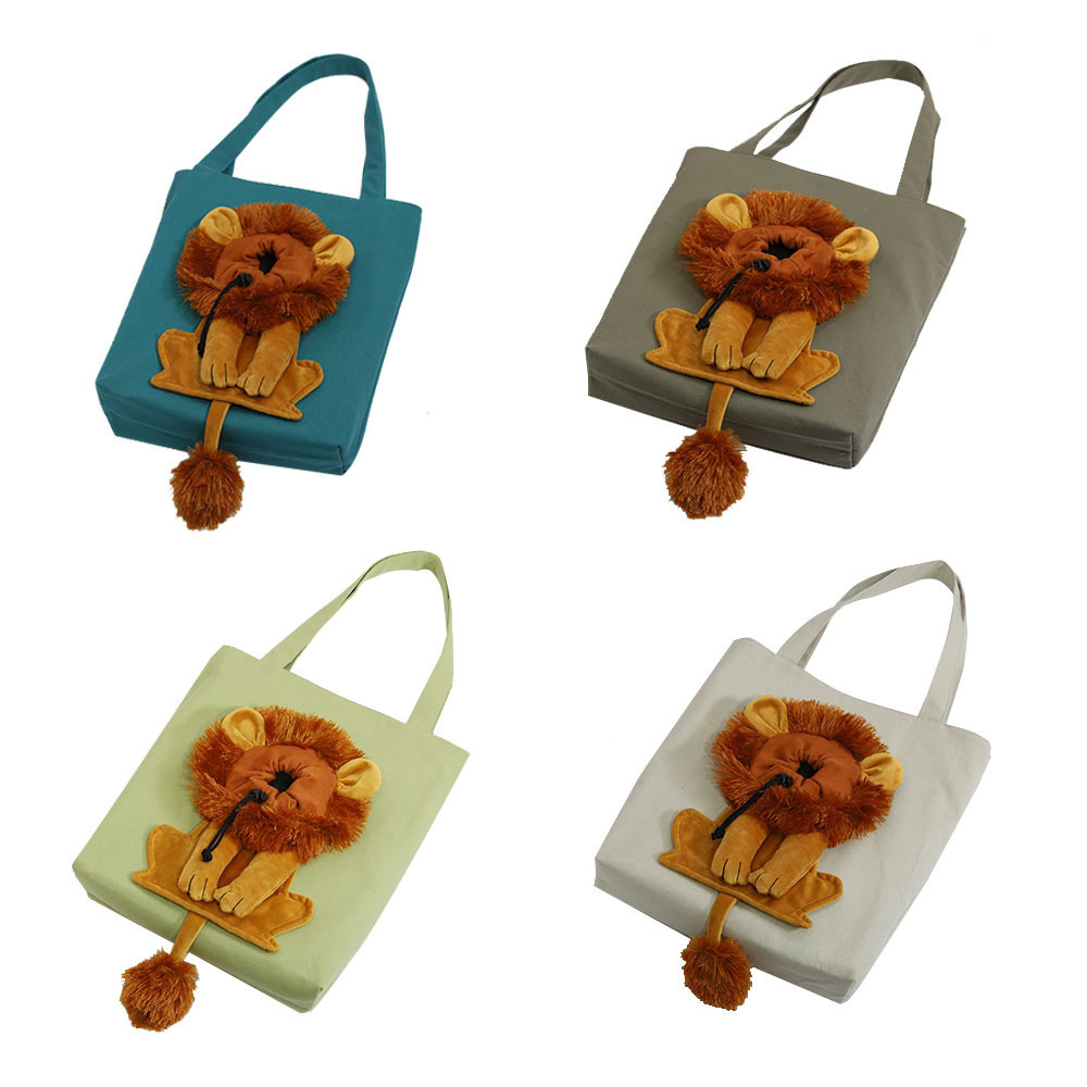 Cute Lion Shape Shoulder Pet Canvas Bag -Portable Small Dog cat Out Shoulder Bag