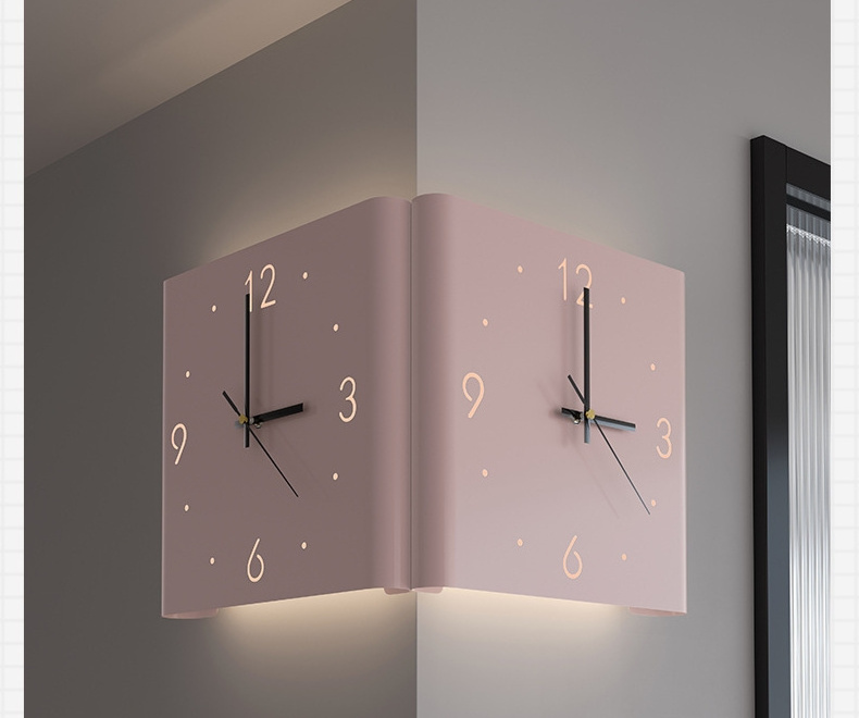 New Led Wall Clock Double Sided Corner Wall Clock - Creative Light Living Room Decorative Wall Clock - for Bedroom Office Decor