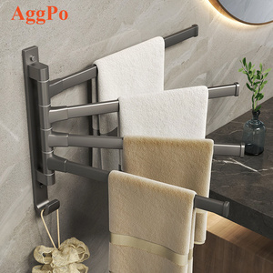 New Swivel Towel Rack Aviation Aluminium 4 in 1 - Towel Racks for Bathroom 180 Degree Rotation Towel Hanger Holder Wall Mount